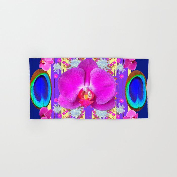 Decorative Purple Fuchsia Orchids Hand Bath Towel By Sharlesart
