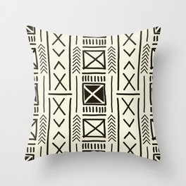 African Black & Ivory Mudcloth Throw Pillow