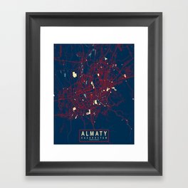 Almaty City Map of Kazakhstan - Hope Framed Art Print