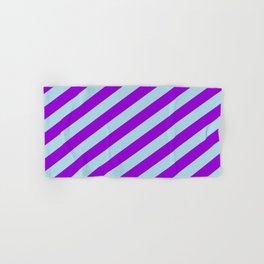 [ Thumbnail: Dark Violet and Light Blue Colored Stripes/Lines Pattern Hand & Bath Towel ]