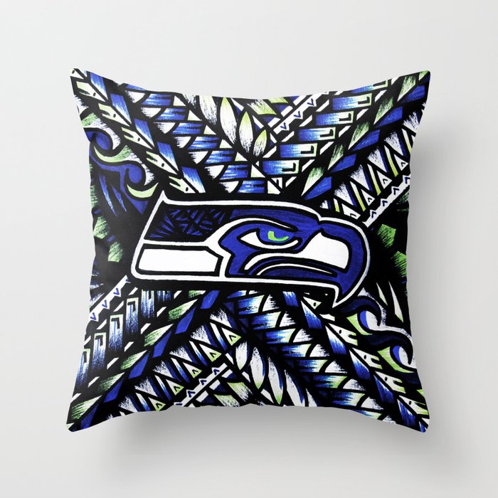 Seahawks new tribal look Throw Pillow