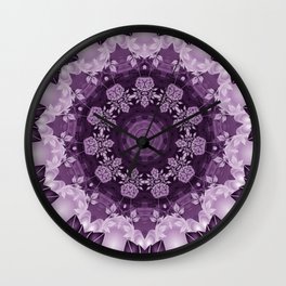 Kalos Eidos ~ no.3 Wall Clock | Purple, Rare, Mystical, Digital, Beautiful, Textile, Majestic, Rose, Pattern, Unique 