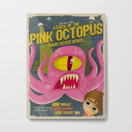 Pink octopus from outer space Metal Print