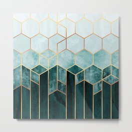 Teal Hexagons Metal Print | Geo, Hexagons, Abstract, Geometric, Curated, Geometry, Digital, Graphicdesign, Pattern, Teal 