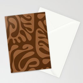 Mid Century Modern Curl Lines Pattern - Brown Stationery Card