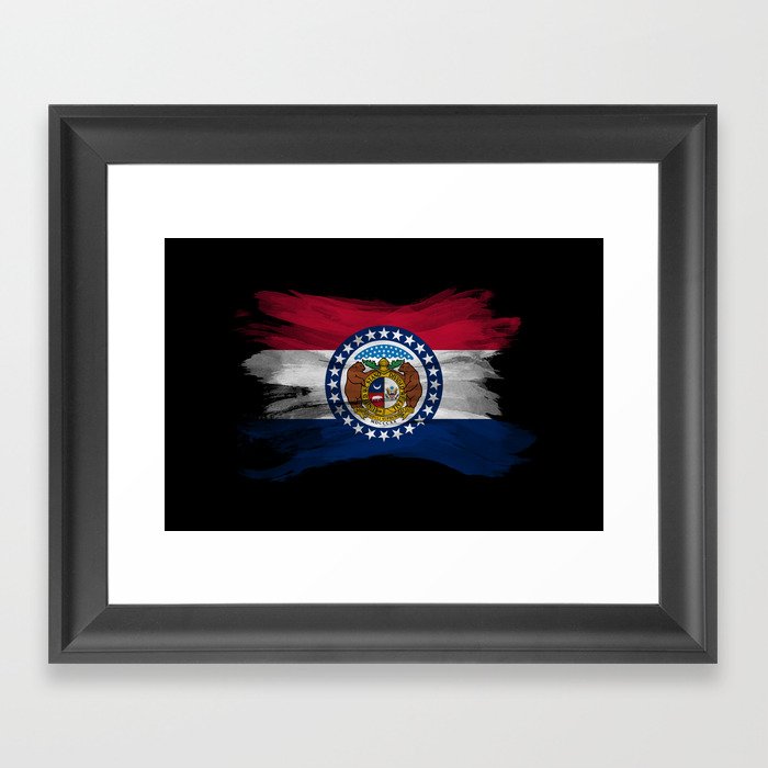 Missouri state flag brush stroke, Missouri flag background Framed Art Print