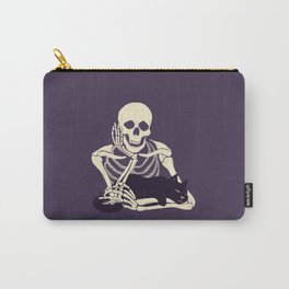 Cat and Skeleton Carry-All Pouch | Cat, Cat Lady, Samhain, Black Cat, Day Of The Day, Ink Pen, Skeleton, Goth, Heavy Metal, Digital 