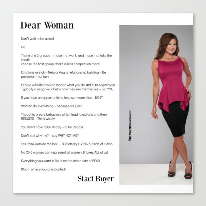 Dear Woman - Empowerment  Canvas Print