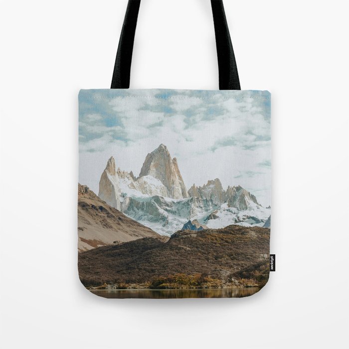 Argentina Photography - Lake In Front Of Huge Tall Mountain Tote Bag
