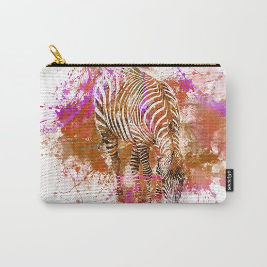 Crazy Zebra paint splatter artwork Carry-All Pouch