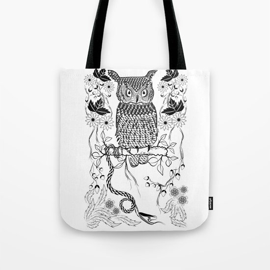 Jungle Owl and Snake Tote Bag