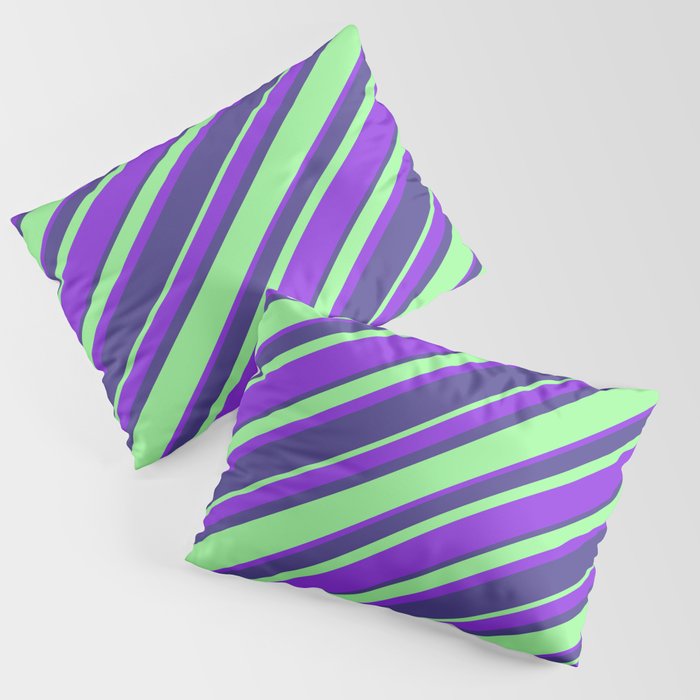 Purple, Dark Slate Blue & Green Colored Striped/Lined Pattern Pillow Sham