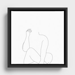 Nude figure line drawing - Elara Framed Canvas