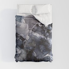 Dark Moody Chaos and Blue Abstract Painting Comforter