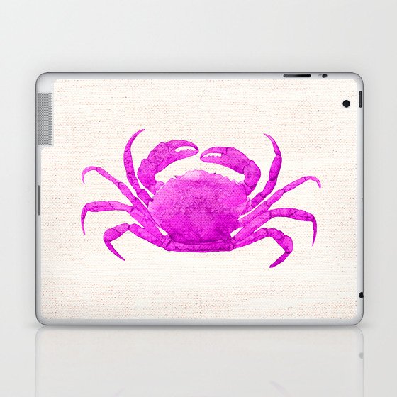 Nautical Pink Crab Linen Laptop & iPad Skin