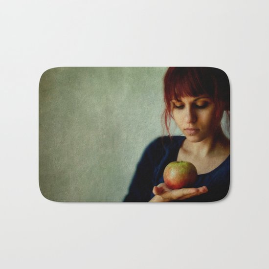 the girl with the apple Bath Mat