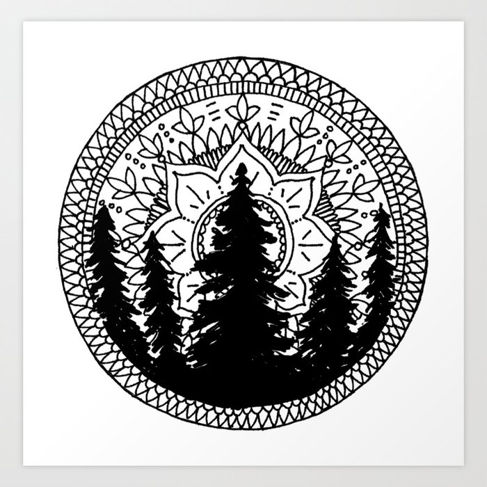 Pine Forest Mandala Art Print by LegendOfZeldy | Society6
