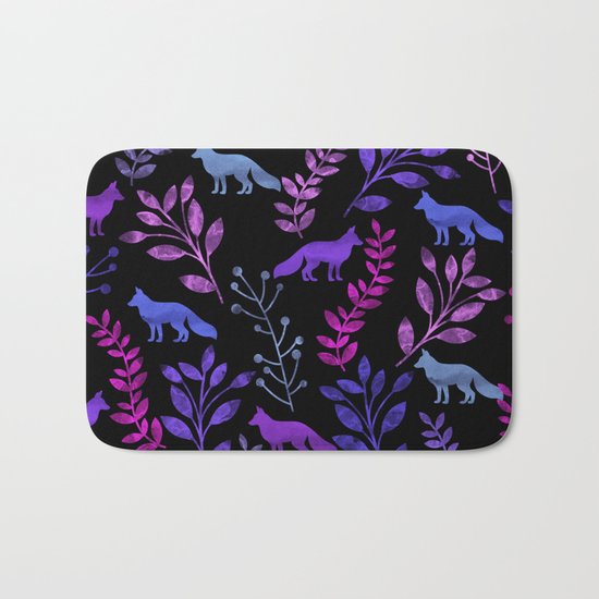 Watercolor Floral & Fox V Bath Mat