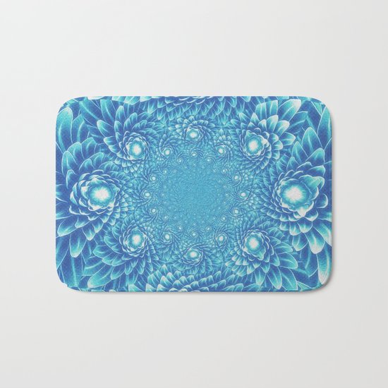 Fresh Modern Green Warp Cactus Pattern Fractal Art! Bath Mat