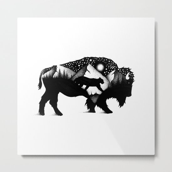 THE BISON AND THE COUGAR Metal Print