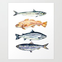 Watercolor Nordic Fish Art Print