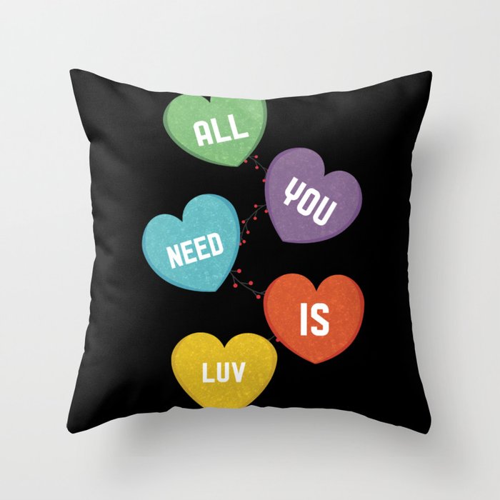 You Need Love Colorful Hearts Valentines Day Throw Pillow