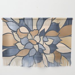 Metallic Gold and Blue Floral Wall Hanging