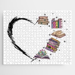 Love Books Pretty Girly Heart Jigsaw Puzzle