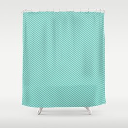 [ Thumbnail: Light Blue and Aquamarine Colored Stripes Pattern Shower Curtain ]