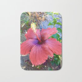 Bright Red Hibiscus Flower - Guatemala  Bath Mat | Brightred, Digital Manipulation, Digital, Flora, Color, Guatemala, Tropics, Tropicalflora, Guatemalanflower, Redflower 