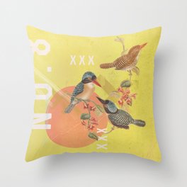 Vintage Bird Collage Throw Pillow