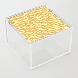Boho Abstract Herringbone Pattern, Summer Yellow Acrylic Box