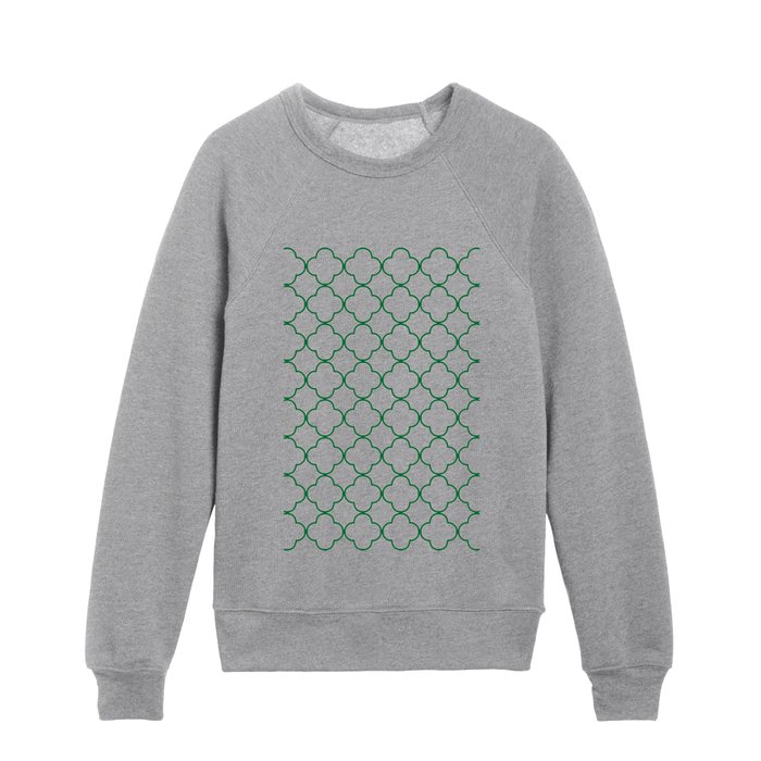 Quatrefoil (Olive & White Pattern) Kids Crewneck