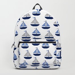 Nautical Sailboat Navy Blue Gray  Backpack