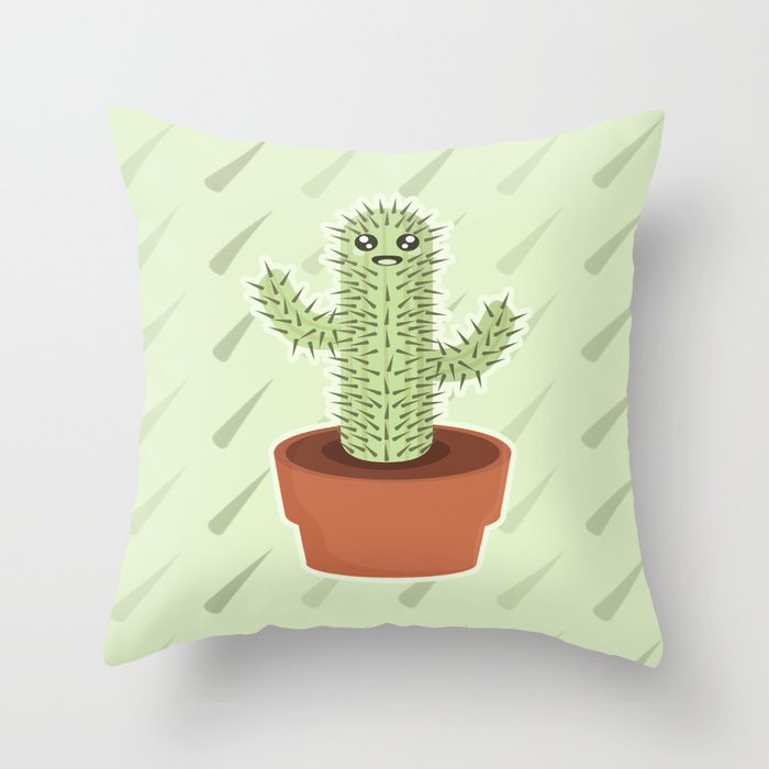 Kawaii Cactus Throw Pillow