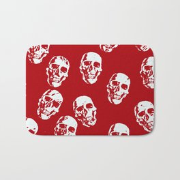 Hot Skulls, red white Bath Mat | Trendy, Digital, Skull, Funny, Unique, Redwhite, Skulls, Allover, Death, Head 