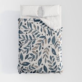 Seasonal branches and berries - neutral Duvet Cover