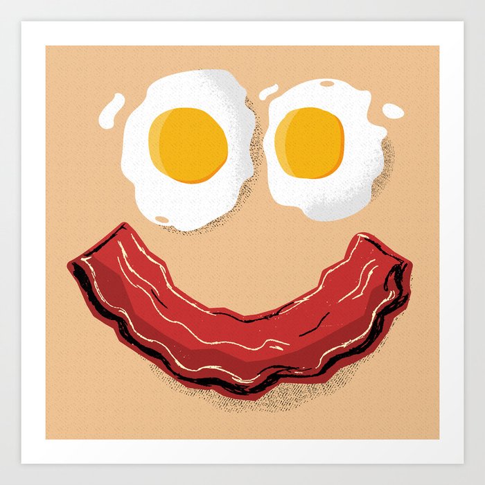 Bacon and Eggs Breakfast Smile Art Print