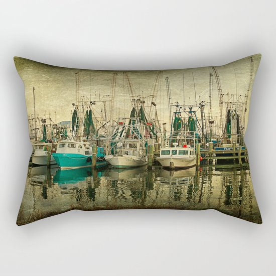 Shrimp Boat Lineup Rectangular Pillow