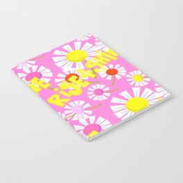 Rise And Shine Modern Daisy Flowers Hot Pink Notebook