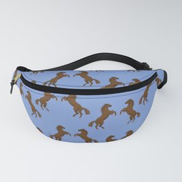 Two Horses rearing- Blue Background Fanny Pack