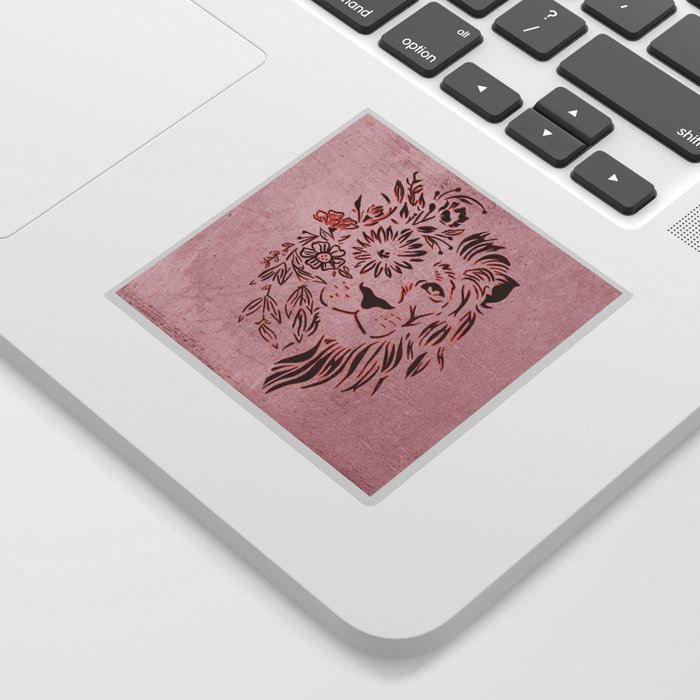 Lion Flower Face (Pink) Sticker