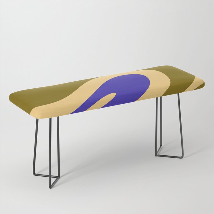 Mellow Flow Retro 60s 70s Abstract Pattern Yellow Olive Blue Orange Pink Bench