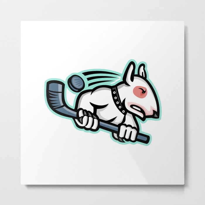 Bull Terrier Ice Hockey Mascot Metal Print