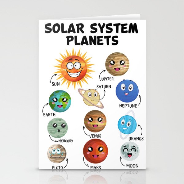 Educational Learning planets Solar system nursery print Stationery Cards