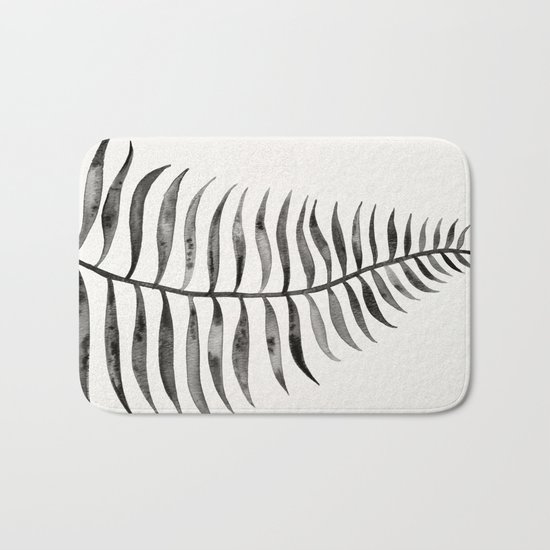 Black Palm Leaf Bath Mat