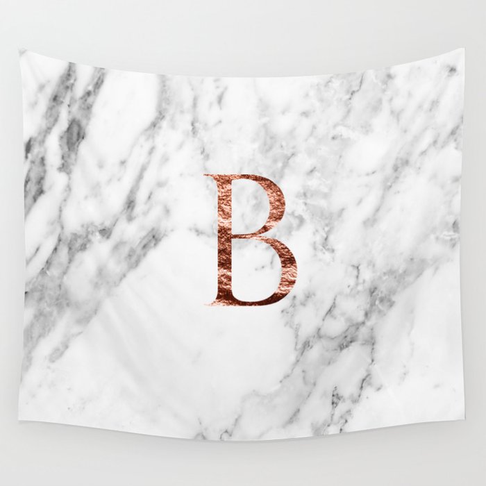 Monogram rose gold marble B Wall Tapestry