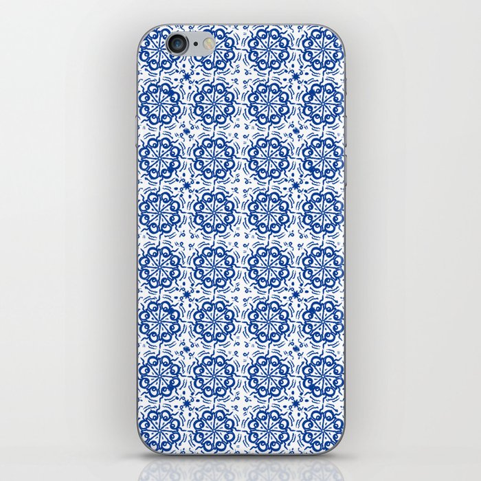 Vintage Navy Blue On White Quilt Mid-Century Modern Pattern iPhone Skin
