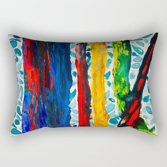 Rainbow Eucalyptus Graffiti Artist Tree naturally shedding bark from the South Pacific Rectangular Pillow