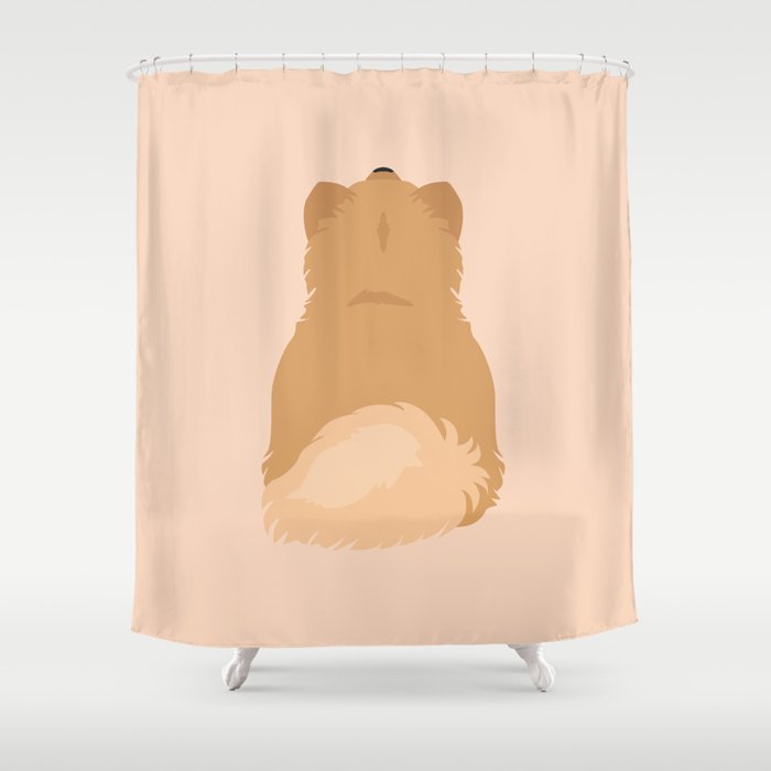 Orange Pomeranian Back Shower Curtain